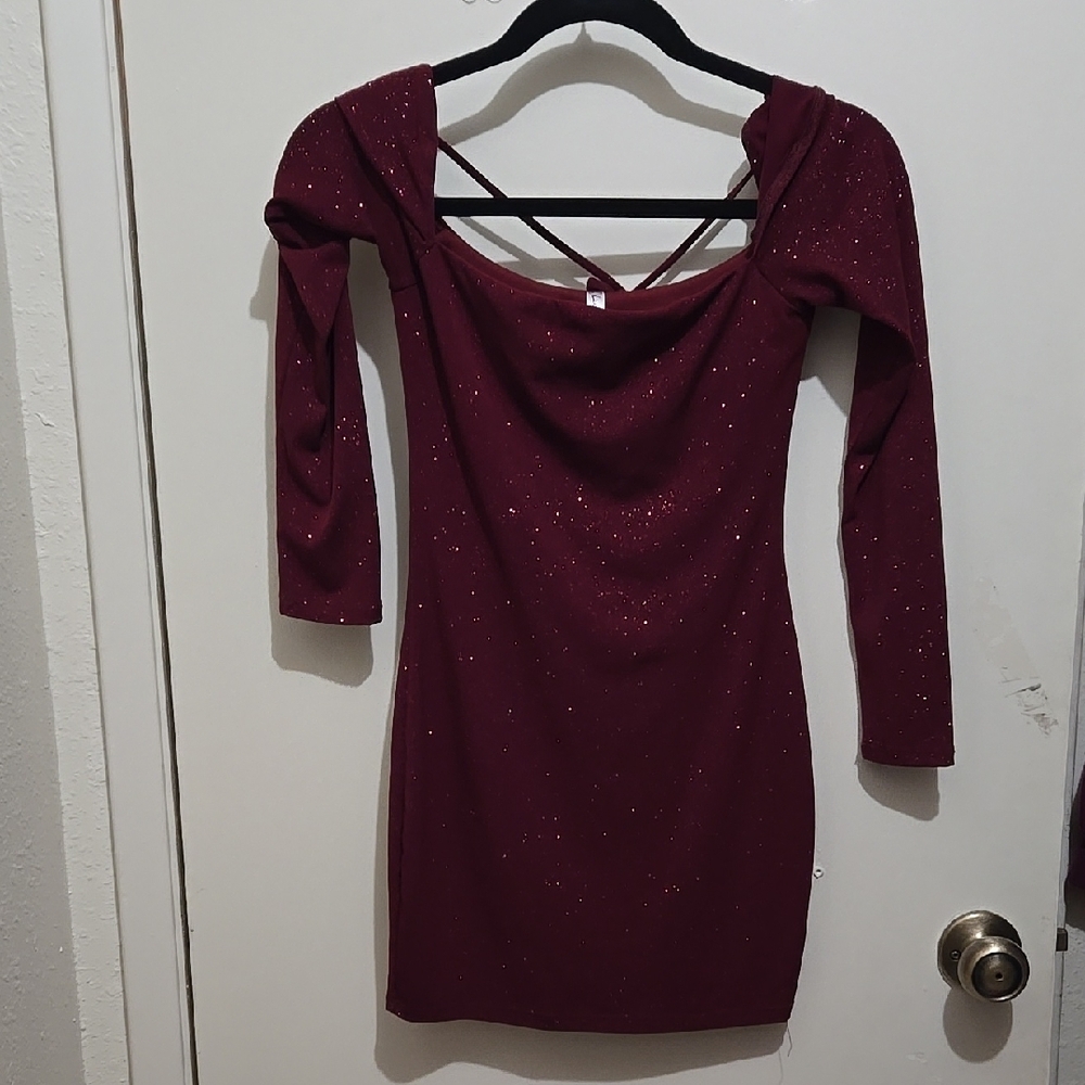 Elegant Burgundy Off-Shoulder Dress
